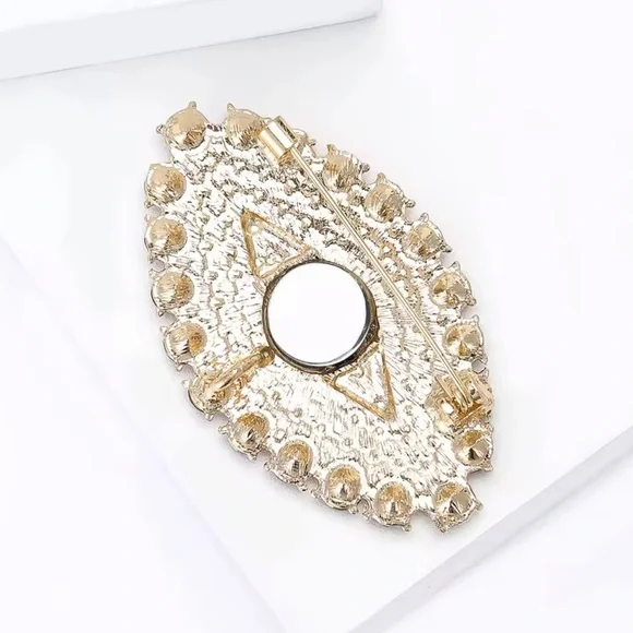 Golden Aura Evil Eye Royal Blue Crystals Brooch - Picture 3 of 3
